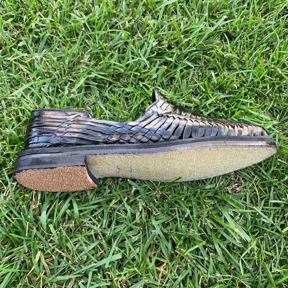 Men’s Closed Toe Artesanal Mexican Leather Sandal MOCCASIN HUARACHE BLACK - Picture 6 of 7